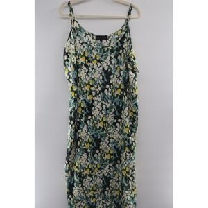 Eloquii Floral Slip Dress Size 20 Green Adjustable Strap Midi Dress